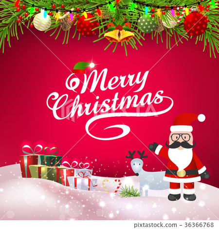Santa and christmas element on pink background Santa and christmas element on pink background 36366768