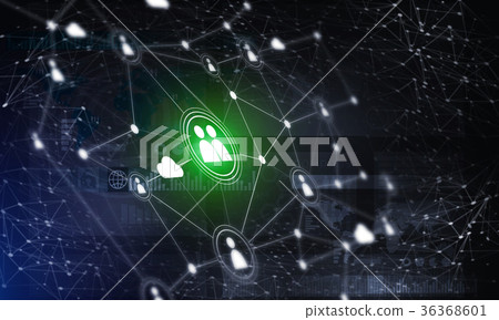 Modern wireless technologies as means of communucation and networking on dark background Modern wireless technologies as means of communucation and networking on dark background 36368601