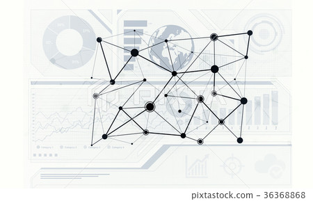 Lines and dots as networking idea drawn on white background 36368868