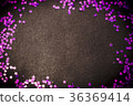 Purple glitter stars black background copy space 36369414