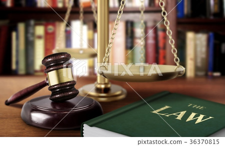 Gavel with scale and book of law justice concept 36370815