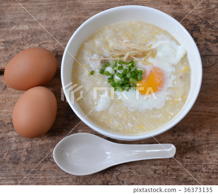 Thai style breakfast with pork and soft-boiled egg Thai style breakfast with pork and soft-boiled egg 36373135