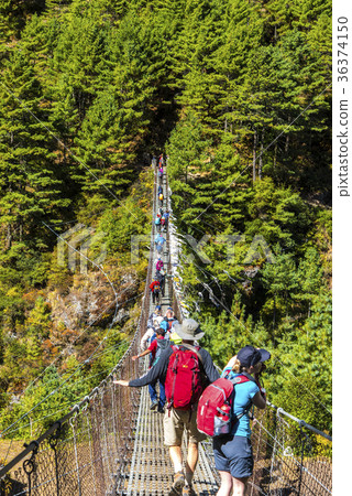 Suspension bridge of Everest highway Suspension bridge of Everest highway 36374150