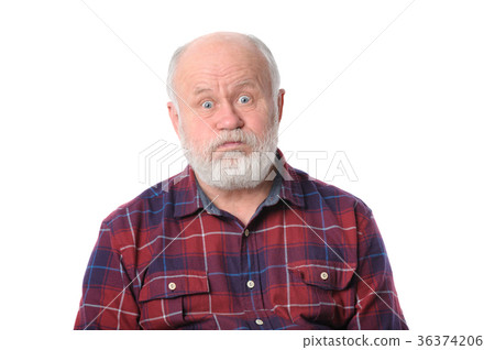 sad senior man, isolated on white 36374206