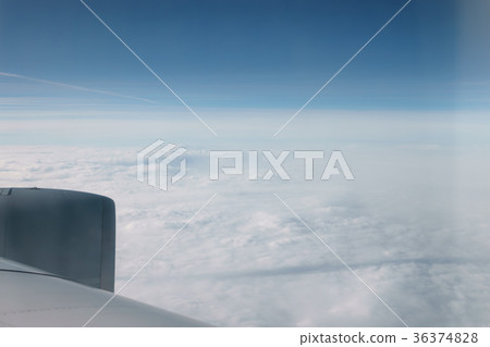 handheld shot view from airplane during flight 36374828