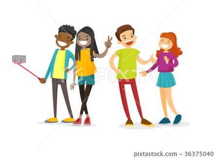 Group of multiethnic friends taking a selfie photo Group of multiethnic friends taking a selfie photo 36375040