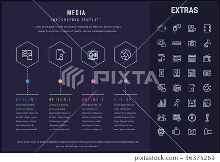 Media infographic template, elements and icons. 36375269