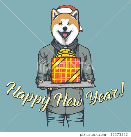 Dog vector illustration celebrating new year 36375332