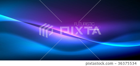 Neon glowing wave, magic energy and light motion 36375534