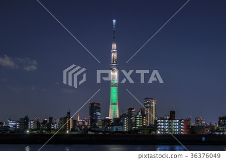 Lighted up Tokyo Sky Tree from Arakawa Riverbed 36376049