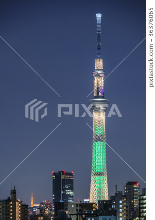 Lighted up Tokyo Sky Tree from Arakawa Riverbed 36376065