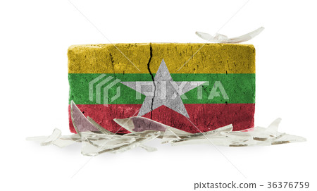 Brick with broken glass, violence concept 36376759