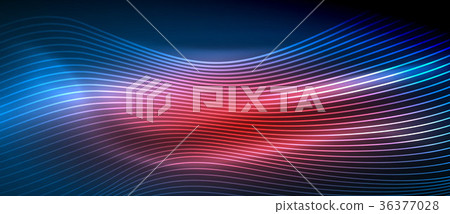 Glowing abstract wave on dark, shiny motion Glowing abstract wave on dark, shiny motion 36377028