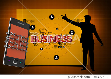 Smart phone with chain, safety concept Smart phone with chain, safety concept 36377309