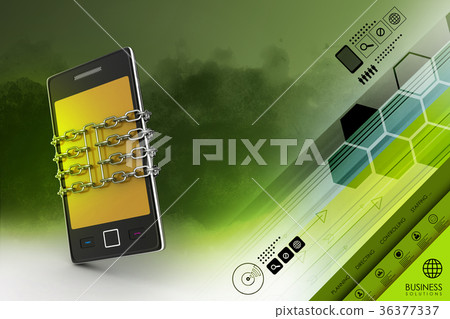 Smart phone with chain, safety concept Smart phone with chain, safety concept 36377337