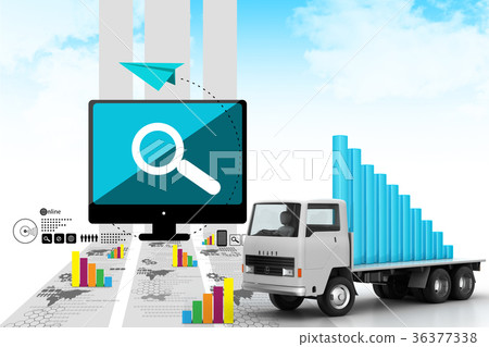Transportation of business graph in  truck 36377338