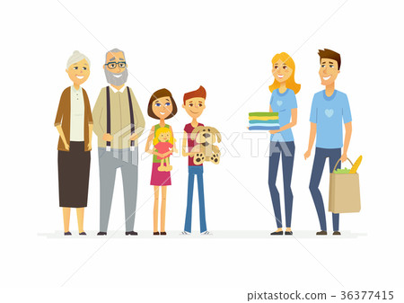 Volunteers help children and seniors - cartoon Volunteers help children and seniors - cartoon 36377415