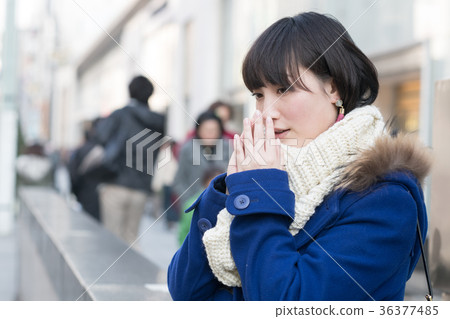 站立在街角Marunouchi冬天的少婦 站立在街角Marunouchi冬天的少婦 36377485