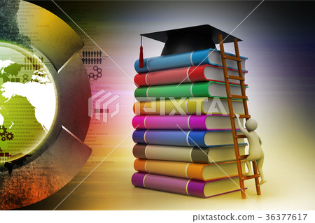 Graduation mortar on top of books 36377617
