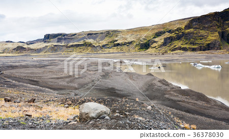 hiking path in bed Solheimajokull glacier 36378030