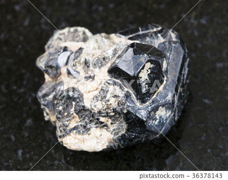 black Spinel crystal on black Diopside crystals black Spinel crystal on black Diopside crystals 36378143