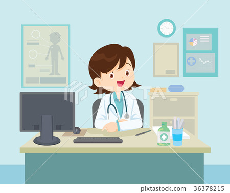 Female Doctor sitting at the table 36378215