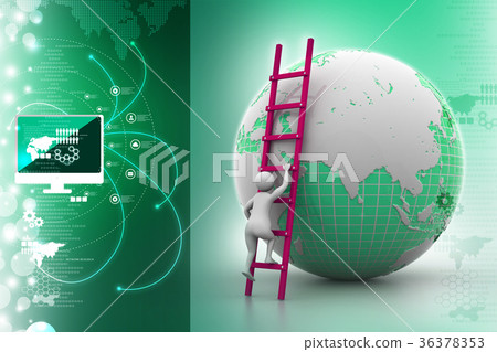 Earth globe and ladder 36378353
