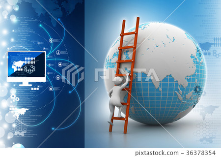 Earth globe and ladder 36378354