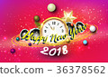 Happy new year with pink background party concept 36378562