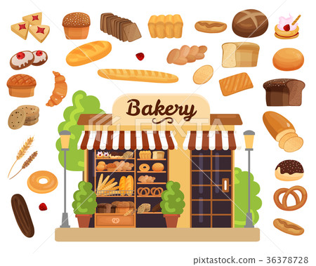 Bakery Products Flat Set Bakery Products Flat Set 36378728