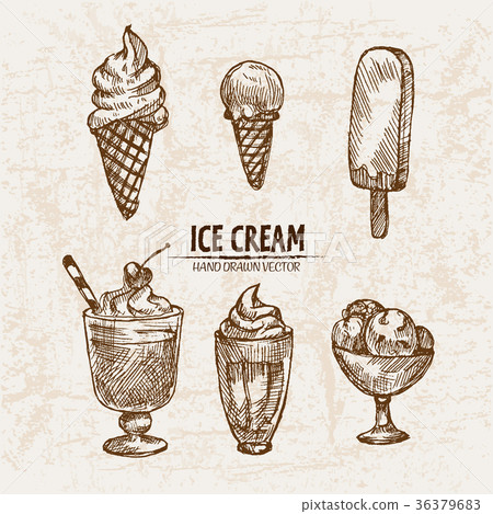 Digital vector detailed line art ice cream Digital vector detailed line art ice cream 36379683