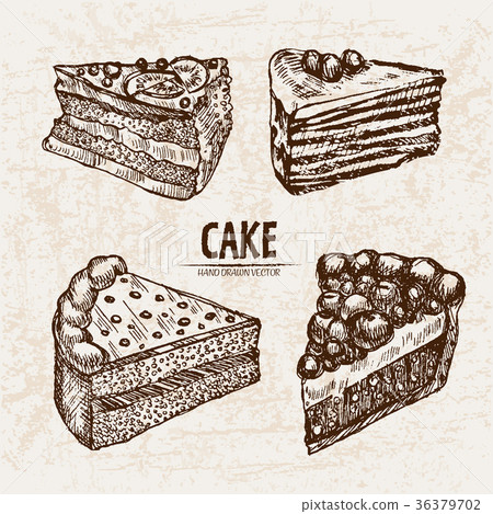 Digital vector detailed line art cake Digital vector detailed line art cake 36379702