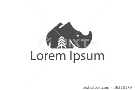 The shape of a rhino with a tree in the middle 36380179