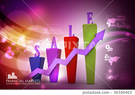 3D Bar chart and sales growth 36380403