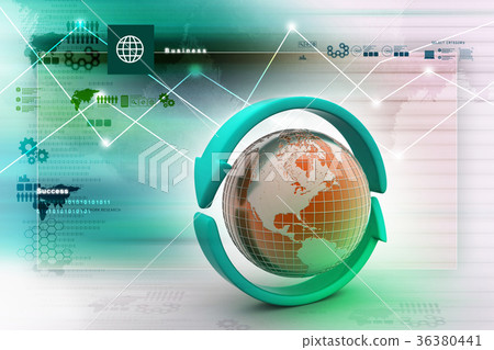 Earth with arrow circle around 36380441