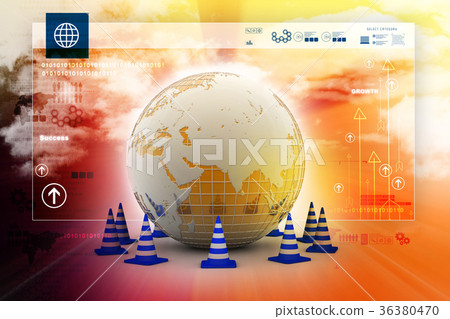 Globe and traffic cone 36380470