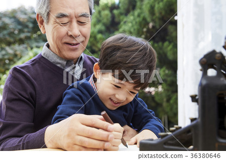祖父,孫子,打字機 祖父,孫子,打字機 36380646