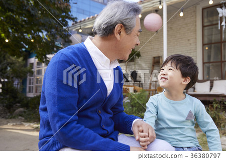 Grandfather, grandchild, together, happiness 36380797