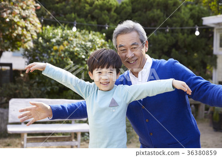 Grandfather, grandson, bench Grandfather, grandson, bench 36380859