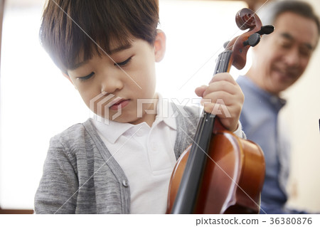 Grandfather, grandson, violin 36380876