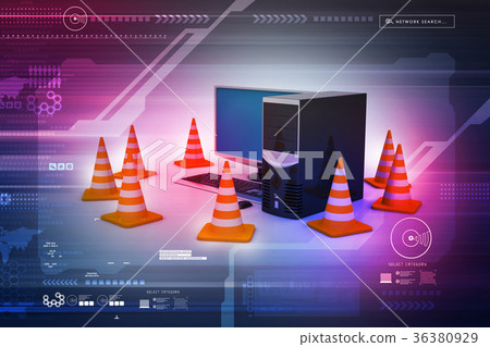 Computer with traffic sign-插圖素材 [36380929] - PIXTA圖庫