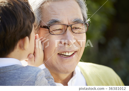 Grandfather, grandson, whisper 36381012