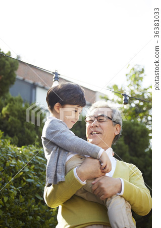 Grandfather, grandson, hug 36381033