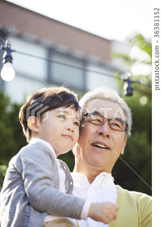 Grandfather, grandson, hug 36381152