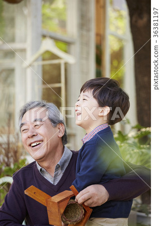 Grandfather, grandson, new house 36381197