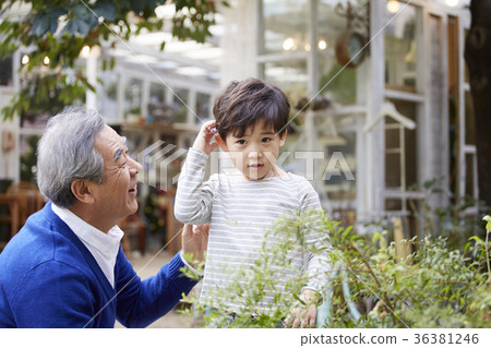 Grandfather, grandchild, together, happiness 36381246