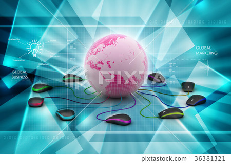 Globe connecting with computer mouse Globe connecting with computer mouse 36381321