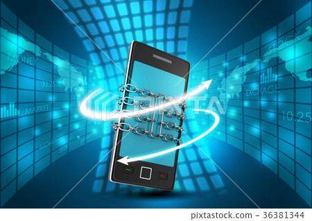 Smart phone with chain, safety concept Smart phone with chain, safety concept 36381344