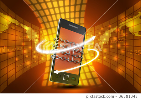 Smart phone with chain, safety concept Smart phone with chain, safety concept 36381345