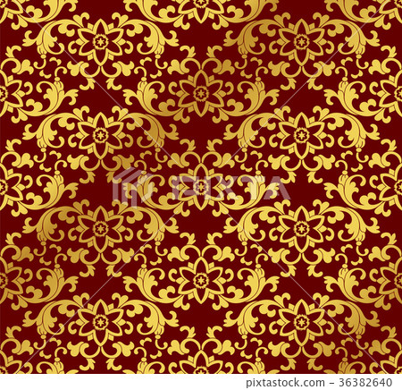 Seamless Golden Chinese Botanic Plant Background Seamless Golden Chinese Botanic Plant Background 36382640